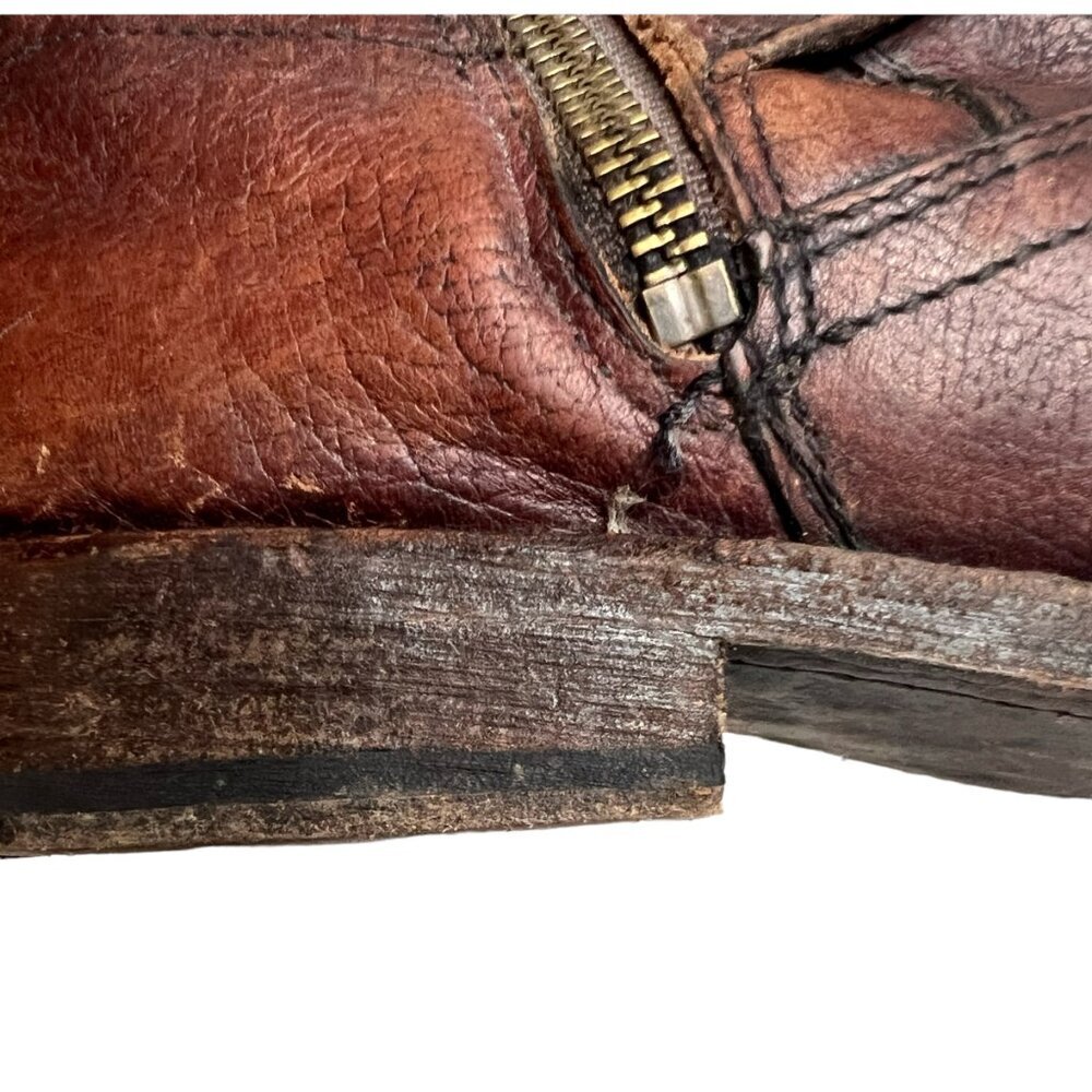 Frye Brown Leather Jayden Moto Boots - Picture 9 of 12